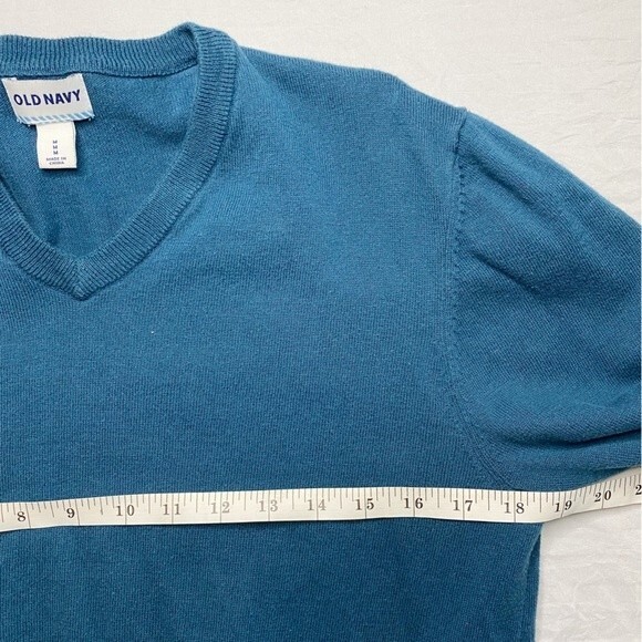 Old Navy Blue V-neck Sweater 100% Cotton Business Casual Size Medium - Picture 7 of 8